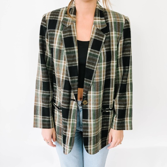 American Vintage Jackets & Blazers - Vintage Plaid Longline "Grandpa" Blazer